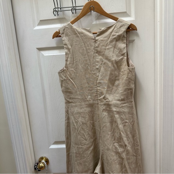 NWT BODEN LINEN WIDE LEG JUMPSUIT CREAM 10 v neck sleeveless tank tall - Picture 8 of 10